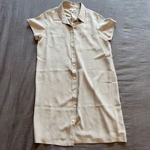 Grey and white polka dot silk dress by Steven Alan